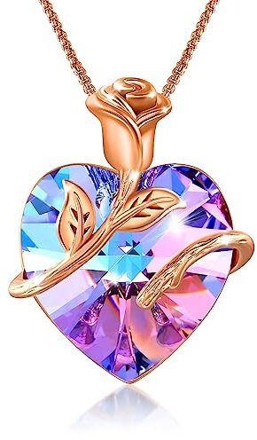Angelady Halsketten für Frauen, Halsketten mit Liebesherz-Anhänger für Frauen, Kristallanhänger, Schmuck für Frauen mit Kubikzirkon-Diamanten, Valentinstag für Tochter, Mutter, Ehefrau, Freundin