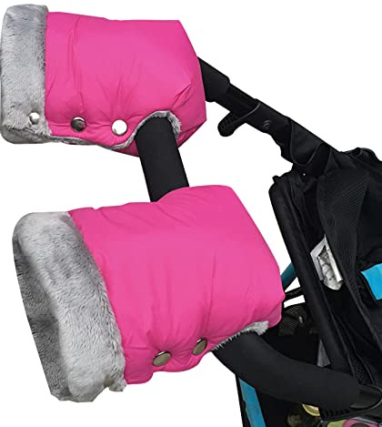 SONARIN Pram Hand Muff,Warm Winter Fleece Pushchair Hand Gloves Hand Warmer Waterproof Windproof Baby Stroller Gloves Mittens Handmuff Universal for Stroller Buggy Pushchair(Pink)