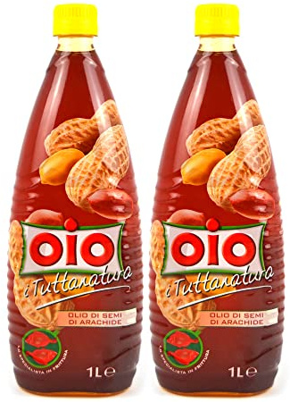 PZ 2 BOTTIGLIE DA 1 LT (TOTALE 2 LT) BOTTIGLIE DI OLIO DI SEMI DI ARACHIDE IDEALE PER FRITTURE MISTE, PATATINE PER PREPARAZIONE SALSE E CONDIMENTI