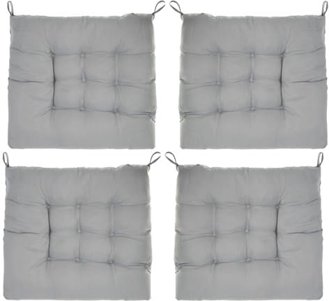 INTIRILIFE 4X Stuhlkissen zum Binden in Grau - 40 x 40 x 3 cm - Sitzkissen für Zuhause, im Büro, Auto, Sofa, Sitzbank, drinnen und draußen