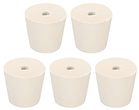 sourcing map 5Stk Gummi Konisch Stecker 25mm bis 33mm mit 8mm Loch Test Rohre Stöpsel Stopfen Weiß für Lab Haus