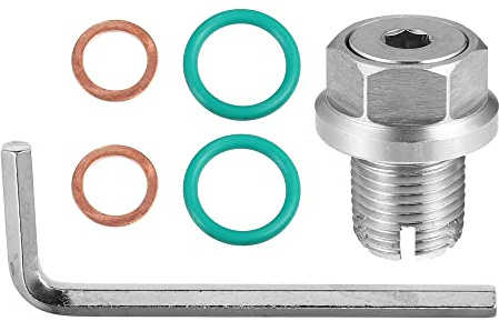 A ABSOPRO Ölablassschraube Huckepack Reparatursatz Edelstahl 1St | Silber, Für Ölwanne Reparatur, Gewinde M14x1.25x15mm, O-Ringe, Dichtungen