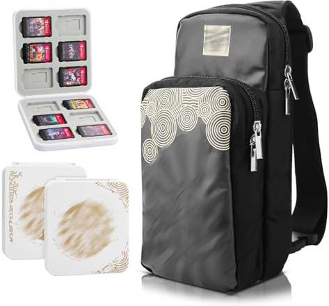 GLDRAM Travel Carrying Case for Nintendo Switch 2 / NS / OLED / Lite, Theme of Zelda Shoulder Sling Bag, Portable Crossbody Backpack with 12 Slots Card Holder & 2 Thumb Grips for Game Accessories