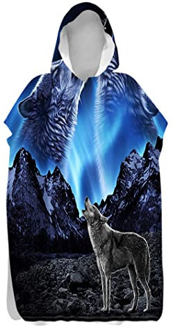 Highdi Drucken Handtuch Surf Poncho mit Kapuze Erwachsene für Damen Herren Teenager, Badeponcho Handtuch Poncho aus Mikrofaser auch als Umkleidehilfe Strand (80x145cm,Schlucht)