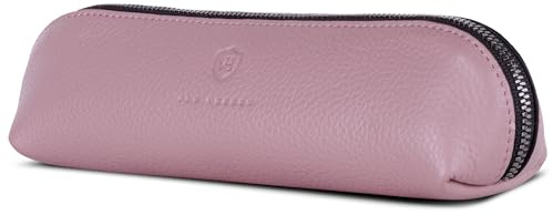 VON HEESEN® Echtleder Federmäppchen Leder Federmappe Etui für Stifte Mäppchen Schule Federtasche Uni Schlampermäppchen (Lavendel)