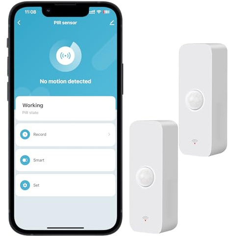 Capteur de Mouvement WiFi PIR, détecteur de Mouvement sans Fil, Alarme avec capteur de Mouvement Alexa, capteur de présence pour Maison Intelligente, Fonctionne avec Alexa (2 pièces)