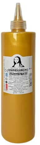 Stofffarbe 500ml. Waschfeste Textilfarbe. T-Shirt Farbe für helle Stoffe. Waschmaschinenfest, Waschbeständig. Textilmalfarbe, Stoffmalfarbe Fixierung durch Bügeln (Gold)