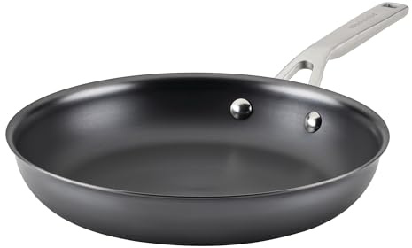 KitchenAid Nitro Bratpfanne/Bratpfanne aus Karbonstahl, Edelstahlgriff, kompatibel mit allen Herdarten 25,4 cm, offene Bratpfanne, Schwarz