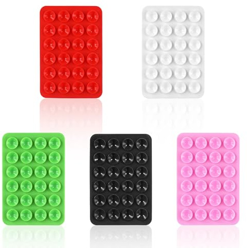 PEUTIER 5 Soportes de Ventosa para Teléfono, Soporte Adhesivo Silicona Ventosa Teléfono con 24 Ventosas Accesorio Adhesivo Agarre Teléfono para Selfies y Vídeos en Superficie Plana (Multicolor 3)