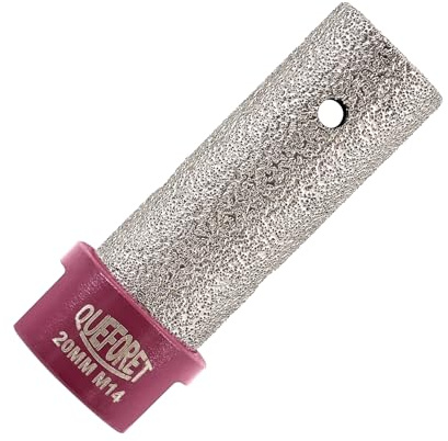 QUEFORET Diamant Fingerfräser 20mm x M14 - Fräser zur Formgebung und Vergrößerung Vorhandener Löcher in Fliesen Keramik Porzellan Marmor Granit, für Winkelschleifer
