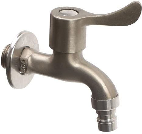 AOOPOO Wasserhahn aus 304 Edelstahl, Kaltwasserhahn mit G1/2 Zoll Gewinde Schnittstelle, Wandmontierte Wasserhahn mit Dekorativem Deckel für Waschmaschine, Küche, Bad, Garten, Mop Pool