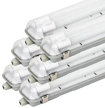 SILAMP Réglette étanche 120 cm double pour Tube LED T8 IP65 1 côté (Boitier vide) (Pack de 6)