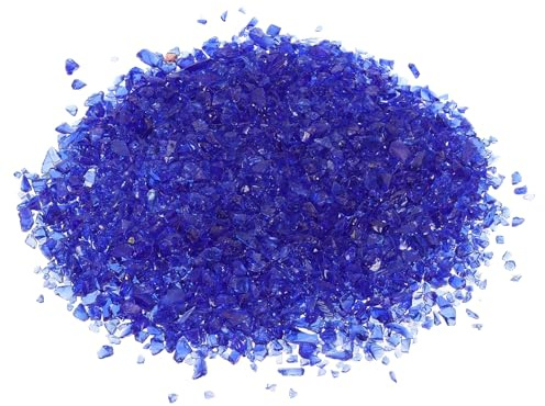 PATIKIL Ghiaia decorativa in vetro 450 g, 3-6 mm, glitter irregolari, perline di pietra rotte, vetro di fuoco frantumato, per vasi, acquari, blu scuro