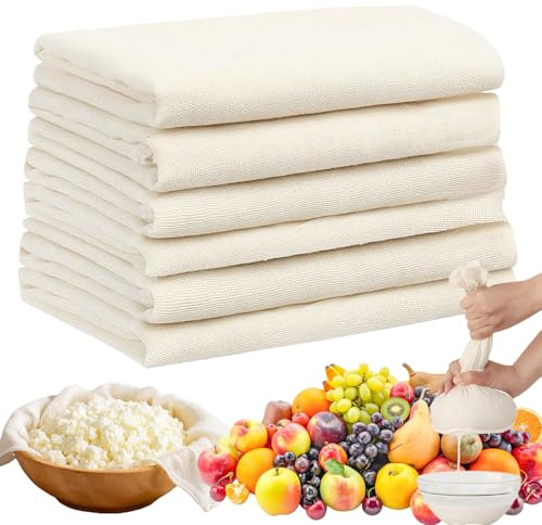 BPTZYLN 6 Pcs Muslin Cloths for Cooking, Cheese Cloths for Straining, Reusable Muslin Squares Straining Baking for Jam Cheese Cloth 50x50cm ﻿