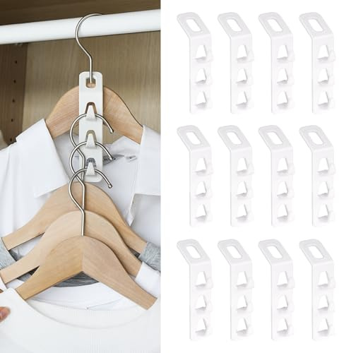 Hainue 12 Piezas Accesorios para Perchas Que Ahorran Espacio, Ganchos de Conexión para Perchas Adecuado para El Hogar, La Habitación, El Armario