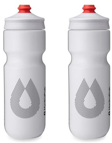 HydraPak | Polar Bottle - Breakaway Surge Lightweight Bike Water Bottle 2-Pack - High Flow, Cycling & Sports Squeeze Bottle (White, 740ml / 25oz)