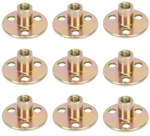 NAHUAA 12 Stück Flanschmuttern M8 T Mutter Einschlagmutter 3 Loch Kohlenstoffstahl Flansch mit Runder Basis für Befestigung Verbindungsmöbel