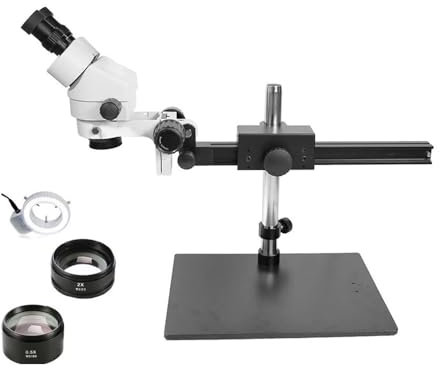 Mikroskop 7X-45X Simul Fokales Trinokular-Stereomikroskop, flexible schwarze Basis, optionales Zubehör, Zoom-Binokular-Mikroskop(3.5X-90X Binocular)