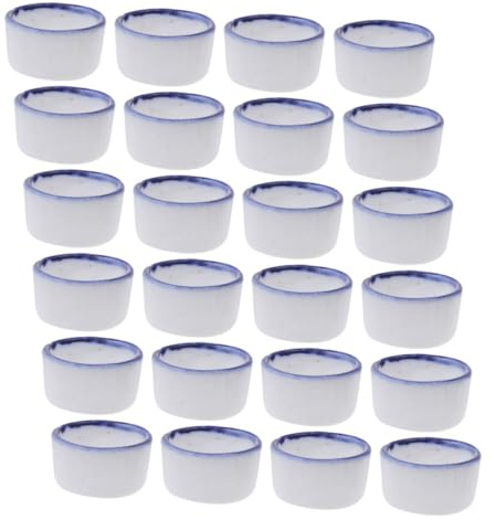 POPETPOP 24pièces Mini Bol Céramique pour Alimentation De Reptiles Récipients pour Araignées Crabes Et Tarentules Eau Et Nourriture pour Insectes Blanc
