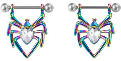 Niaspi Punk spindel bröstvårta ringar barbell 316L kirurgiskt stål tårdroppe kubisk zirkonia vintage insekter droppe industriell broskkroppspiercing 14G 18 mm bröstvårta stänger ring smycken tillbehör