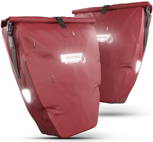 Büchel Alforjas para portaequipajes, 2 Unidades, 25,4 L – 100% Impermeable, con asa y Correa para el Hombro, Bolsa para Bicicleta, Bolsa para portaequipajes, Bolsas traseras para Bicicleta