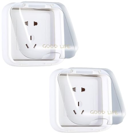 SIXHAOBU 2 Stück Schalter Abdeckung Steckdosenabdeckung, Typ 86 Flip Outlet Box, Hauchdünn Selbstklebend Wasserdicht Steckdosenschutz Abdeckungen für Badezimmer, Zuhause, Draußen, Transparent