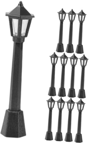 FRCOLOR Modelli Di Illuminazione Stradale Simulati 12 Pezzi Lampioni in Miniatura 8 Cm Accessori Micro Ornamenti Luminosi Paesaggistici Per Decorazione Mini Case e Scene Fai-da-te