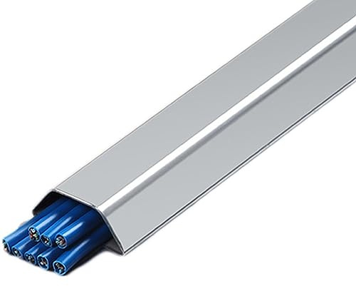 Cable Covers for Cords on Floor, 39'' Wall Wire Management Kit/Metal Cable Raceway Wide 17 30 50 100 MM Conduit Tube Concealer with Tape, Wires Organizer Manager for Home(D 1m/39.4in,Holds 20 Wires)