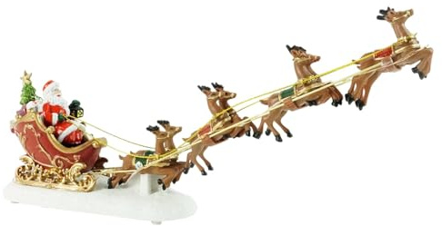 Milageto Weihnachtsmann-Deko, Hirsch-Schlitten, Weihnachtsszene, Dekoration, leuchtende dekorative Statue, Figur für den Tisch, Mittelpunkt, Geschenk, Kamin,