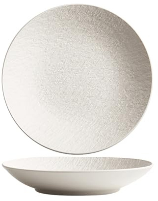 Set di insalatiera in ceramica nera retrò giapponese, piatto da portata profondo 28 cm e scodella per zuppa, adatta al microonde e alla lavastoviglie, stoviglie per cene creative a casa (bianco)