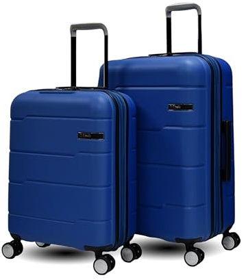 Set di valigie da 2 pezzi da 20/24, Solo Cabina da 20, 55 x 40 x 20 cm, Bagaglio registrato da 24 = 70 L, guscio rigido e lucchetto TSA (Blu, Set Valigie (2 Pezzi))