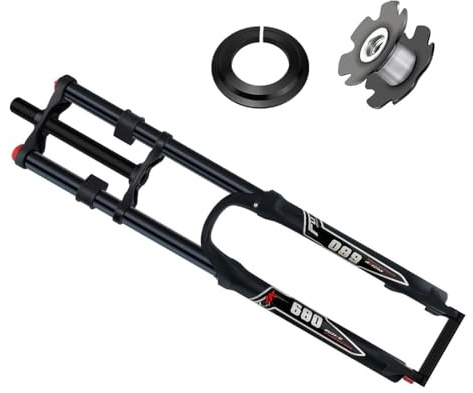 RUJIXU 26 27.5 29 Inch Bike Fork Downhill MTB Air Suspension Fork Travel 180mm 1-1/8 Straight Mountain Front Fork Rebound Adjust Manual Lockout Disc Brake QR 9mm(Black,29'')