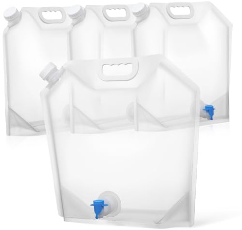 STOBAZA 4 Pcs Foldable Water Containers with Easy Pour Spout and Handle Portable Collapsible Jugs for Outdoor Camping Hiking Travel Transparent Water Storage for Drinking and Beverages