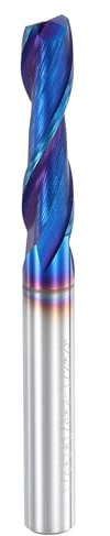 QUARKZMAN fresado Espiral De Corte Ascendente, Diámetro De Corte De 1/4, 2 Filos, Carburo Sólido, Vástago De 1/4 Para Tallado Y Grabado CNC En Madera, Recubrimiento Nano Azul