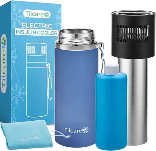 Elektrisk insulinkoeler reseui met USB-laddare & Bio Gel van Tilcare – herbruikbare Pen Vriesfles, Onbeperkt uur – stor kapacitet TSA Goedgekeurde kolfodral – Houdt tot 6 diabetiska pennor