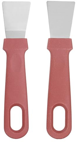 QUARKZMAN Kit Per Raschietti Da Pulizia 1.42 Dritto + Curvo In Acciaio Inossidabile Per Cucina Forni Piani A Induzione BBQ All'aperto Griglie Rigide Pulizia Carta Da Parati Rosso