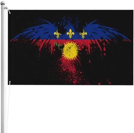 Drapeaux Décoratifs D'Extérieur Aigle De Guadeloupe Bannière Décorative Léger Bannière De Cour 100% Polyester Drapeau De Jardin Pour Club Faire La Fête Patio 90X150Cm