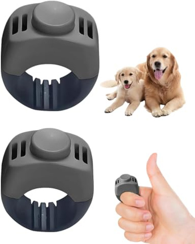 YIPFEN 2 Piezas Clicker para Perros con Anillo de Dedo - Accesorio Práctico para Entrenamiento de Perros, Gatos y Caballos (19mm/21mm)(Gris)