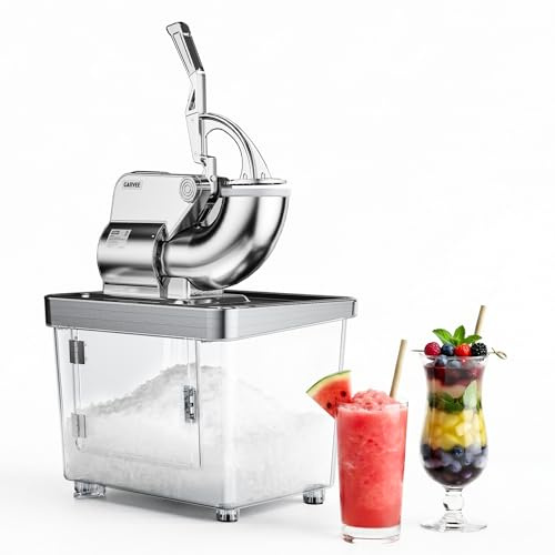 Garvee Picadores de Hielo Comercial 300W, Doble Cuchilla 300kg/h, Plateado