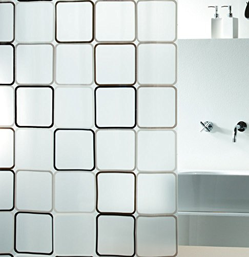 Spirella Anti-Schimmel Duschvorhang Frame Anti-Bakteriell, waschbar, wasserdicht PEVA 180x200cm durchsichtig, Schwarz