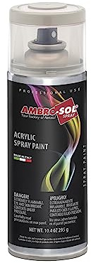 Ambro-Sol V4009002 Smalto Acrilico Multiuso, Vernice Brillante per Interni ed Esterni, Adatto per Qualsiasi Tipo di Materiale, Bomboletta Spray in Banda Stagnata Riciclabile 400 ml, Bianco Grigio