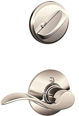 Schlage F59 ACC 618 LH Interior Single Cylinder Deadbolt Left Hand Accent Lever, Polished Nickel (Interior Half Only)
