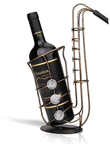 Tooarts Portabottiglie Per Vino Dal Design, Cremagliera del Vino del Metallo Sax Bello e Pratico Portabottiglie Vino Creativo del Supporto Bottiglia Artigianato Ornamenti