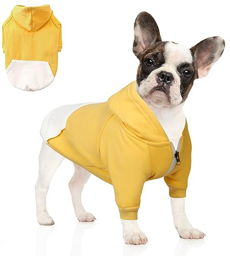 Meioro Fermeture à Glissière à Capuchon pour Animaux de Compagnie - Vêtements Chauds pour Chien Chat - Mignon à Capuche pour Bulldog Français Pug