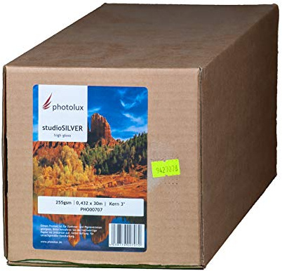 Photolux studioSILVER 255 g/m² Rolle 0,432 x 30 m Premium Hochglanz (High Glossy) Fotopapier