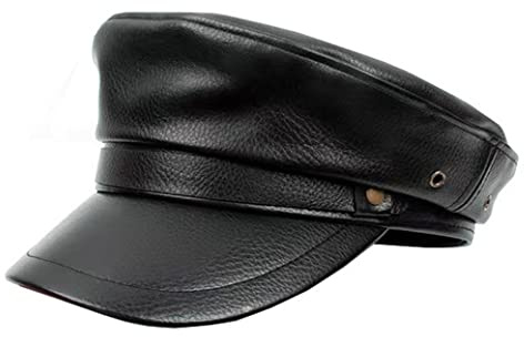 Brcus Women Yacht Captain Sailor Hat PU Newsboy Cabbie Baker Boy Peaked Beret Cap Black#2