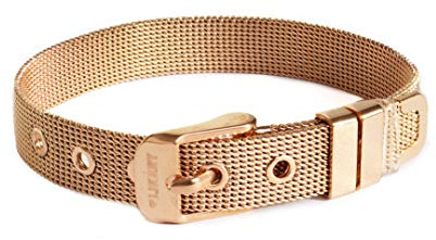 LIKERY Mesh Bracciale a maglia, Può essere combinato con una varietà di charms, Bracciale a maglia in acciaio inossidabile, Bracciale a maglia, Bracciale a maglia, Bracciale a cintura, Colore: Oro