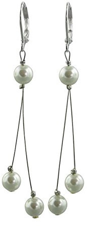 Rivelle Damen Perlenohrhänger creme Perlen 6 mm Hängende Ohrringe