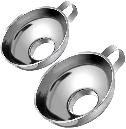 Einmachtrichter, 2 Stück Edelstahl Einmachtrichter breite Öffnung zum Umfüllen von flüssigem Öl-Pulver, Bohnen und Marmelade (klein und groß)