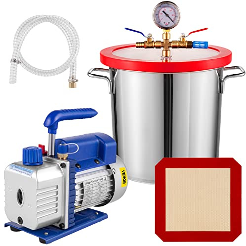 OldFe Vakuumkammer mit 3CFM Vakuumpumpe (11.4L)
